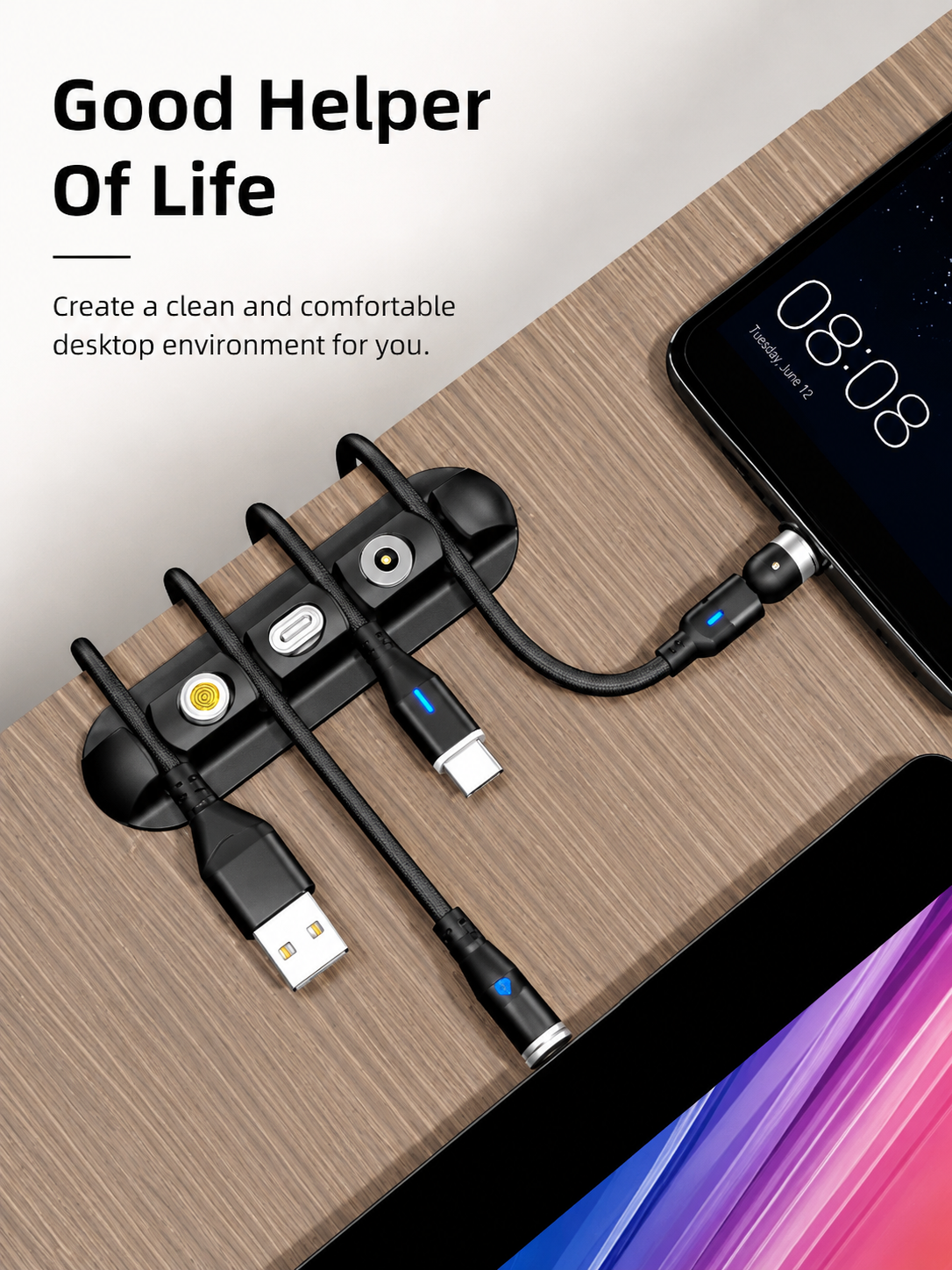 DESKORA™ Magnetic Cable Organizer