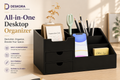 Bamboo Desk Organizer with Drawers | Deskora